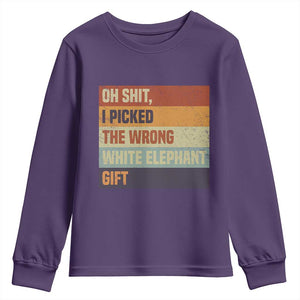 Oh Shit I Picked The Wrong White Elephant Gift Youth Sweatshirt Funny Christmas Gift Exchange Game TS11 Purple Print Your Wear