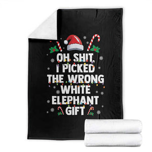 Funny Oh Shit I Picked The Wrong White Elephant Gift Throw Blanket Christmas Gift Exchange Santa Hat TS11 Black Print Your Wear
