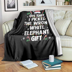 Funny Oh Shit I Picked The Wrong White Elephant Gift Throw Blanket Christmas Gift Exchange Santa Hat TS11 Print Your Wear