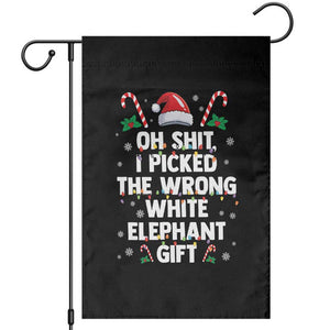 Funny Oh Shit I Picked The Wrong White Elephant Gift Garden Flag Christmas Gift Exchange Santa Hat TS11 Black Print Your Wear