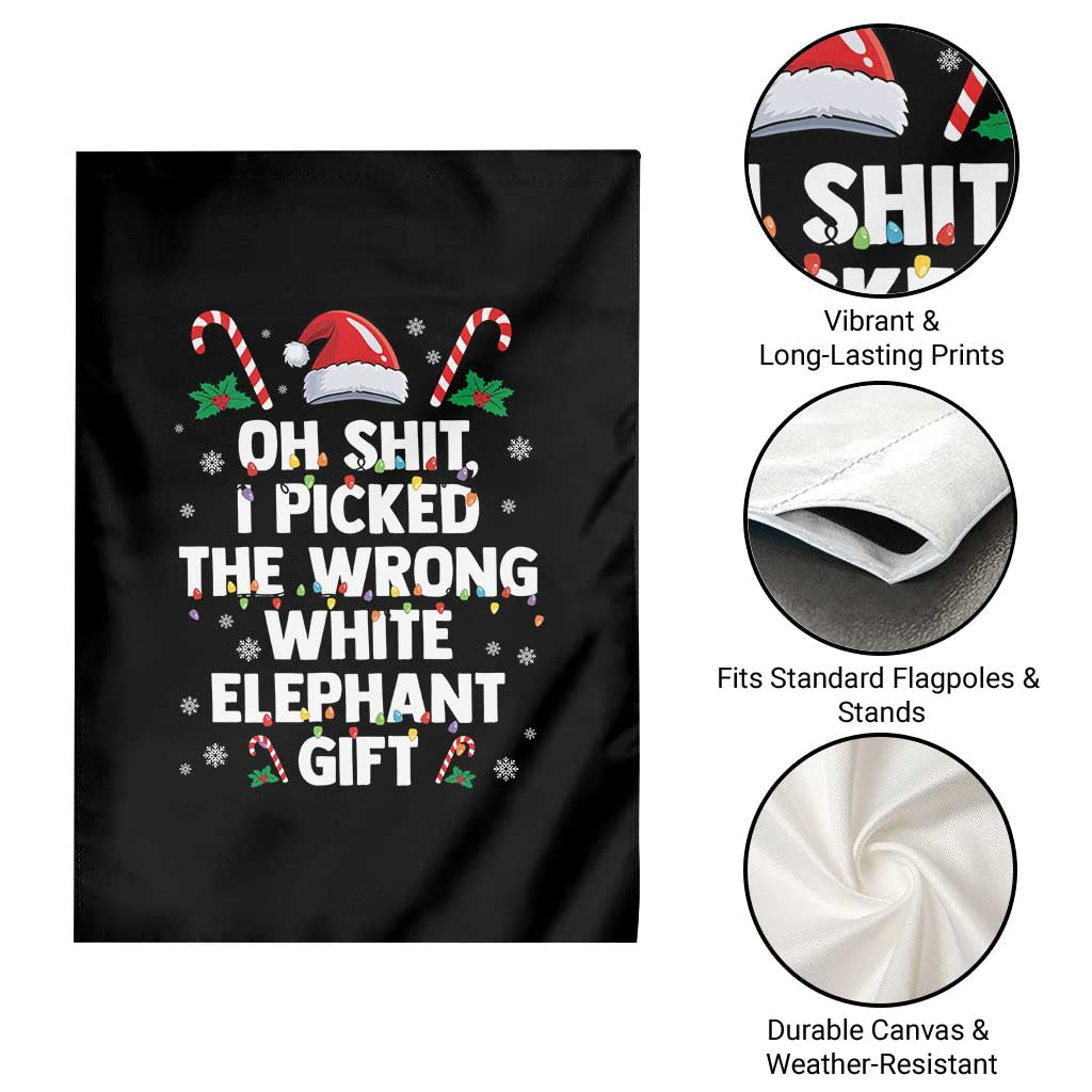 Funny Oh Shit I Picked The Wrong White Elephant Gift Garden Flag Christmas Gift Exchange Santa Hat TS11 Print Your Wear