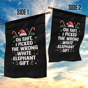Funny Oh Shit I Picked The Wrong White Elephant Gift Garden Flag Christmas Gift Exchange Santa Hat TS11 Print Your Wear