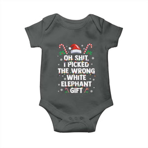 Funny Oh Shit I Picked The Wrong White Elephant Gift Baby Onesie Christmas Gift Exchange Santa Hat TS11 Dark Heather Print Your Wear