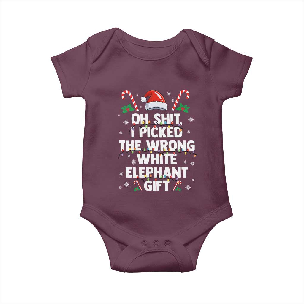 Funny Oh Shit I Picked The Wrong White Elephant Gift Baby Onesie Christmas Gift Exchange Santa Hat TS11 Maroon Print Your Wear