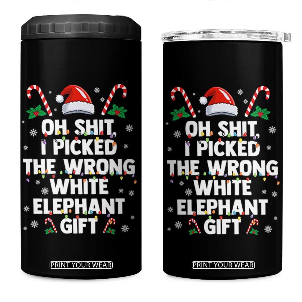 Funny Oh Shit I Picked The Wrong White Elephant Gift 4 in 1 Can Cooler Tumbler Christmas Gift Exchange Santa Hat TS11 One Size: 16 oz Black Print Your Wear