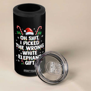 Funny Oh Shit I Picked The Wrong White Elephant Gift 4 in 1 Can Cooler Tumbler Christmas Gift Exchange Santa Hat TS11 Print Your Wear