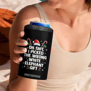 Funny Oh Shit I Picked The Wrong White Elephant Gift 4 in 1 Can Cooler Tumbler Christmas Gift Exchange Santa Hat TS11 Print Your Wear