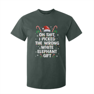 Funny Oh Shit I Picked The Wrong White Elephant Gift T Shirt For Kid Christmas Gift Exchange Santa Hat TS11 Dark Forest Green Print Your Wear