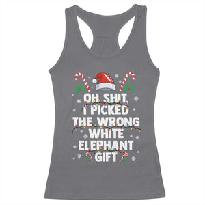 Funny Oh Shit I Picked The Wrong White Elephant Gift Racerback Tank Top Christmas Gift Exchange Santa Hat TS11 Charcoal Print Your Wear