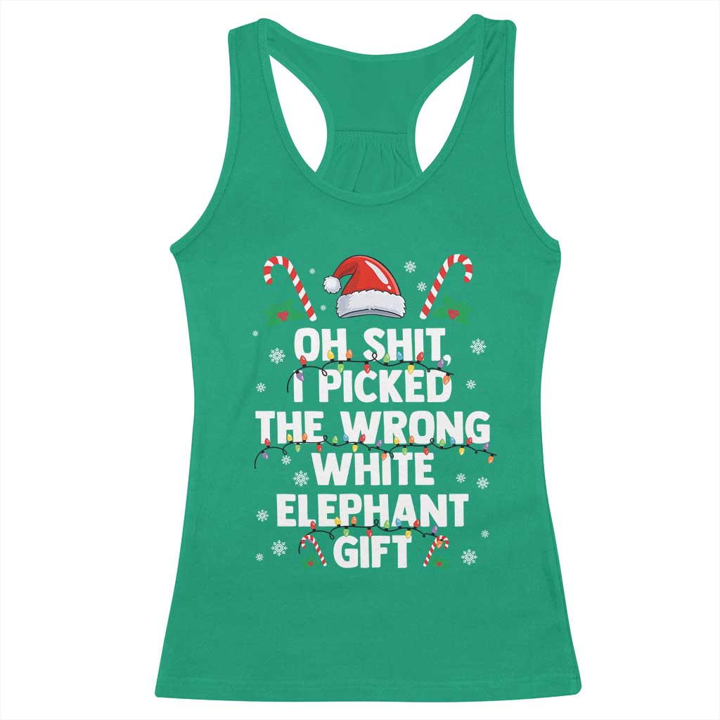 Funny Oh Shit I Picked The Wrong White Elephant Gift Racerback Tank Top Christmas Gift Exchange Santa Hat TS11 Irish Green Print Your Wear