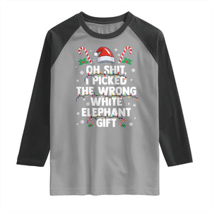 Funny Oh Shit I Picked The Wrong White Elephant Gift Raglan Shirt Christmas Gift Exchange Santa Hat TS11 Sport Gray Black Print Your Wear