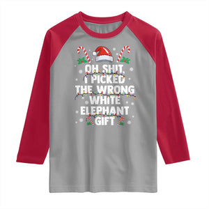 Funny Oh Shit I Picked The Wrong White Elephant Gift Raglan Shirt Christmas Gift Exchange Santa Hat TS11 Sport Gray Red Print Your Wear