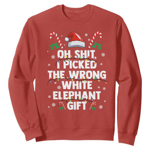 Funny Oh Shit I Picked The Wrong White Elephant Gift Sweatshirt Christmas Gift Exchange Santa Hat TS11 Red Print Your Wear