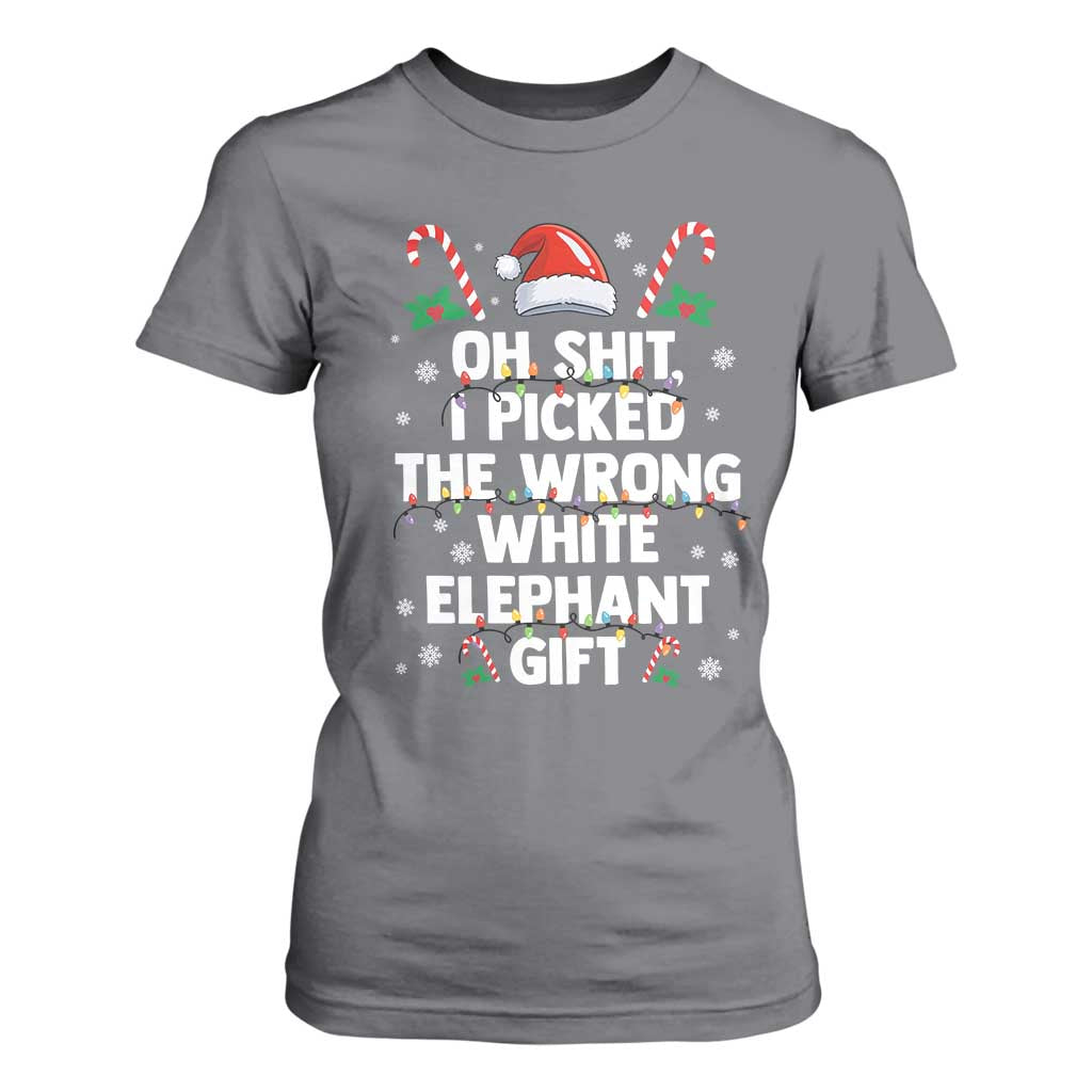 Funny Oh Shit I Picked The Wrong White Elephant Gift T Shirt For Women Christmas Gift Exchange Santa Hat TS11 Charcoal Print Your Wear