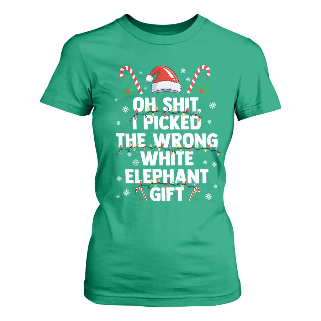 Funny Oh Shit I Picked The Wrong White Elephant Gift T Shirt For Women Christmas Gift Exchange Santa Hat TS11 Irish Green Print Your Wear