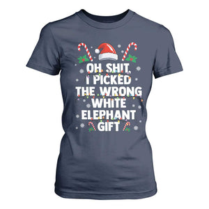 Funny Oh Shit I Picked The Wrong White Elephant Gift T Shirt For Women Christmas Gift Exchange Santa Hat TS11 Navy Print Your Wear