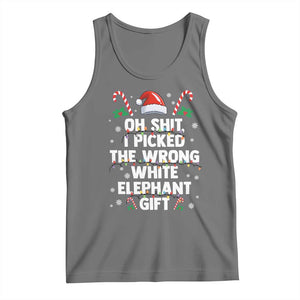 Funny Oh Shit I Picked The Wrong White Elephant Gift Tank Top Christmas Gift Exchange Santa Hat TS11 Black Heather Print Your Wear