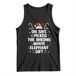 Funny Oh Shit I Picked The Wrong White Elephant Gift Tank Top Christmas Gift Exchange Santa Hat TS11 Black Print Your Wear