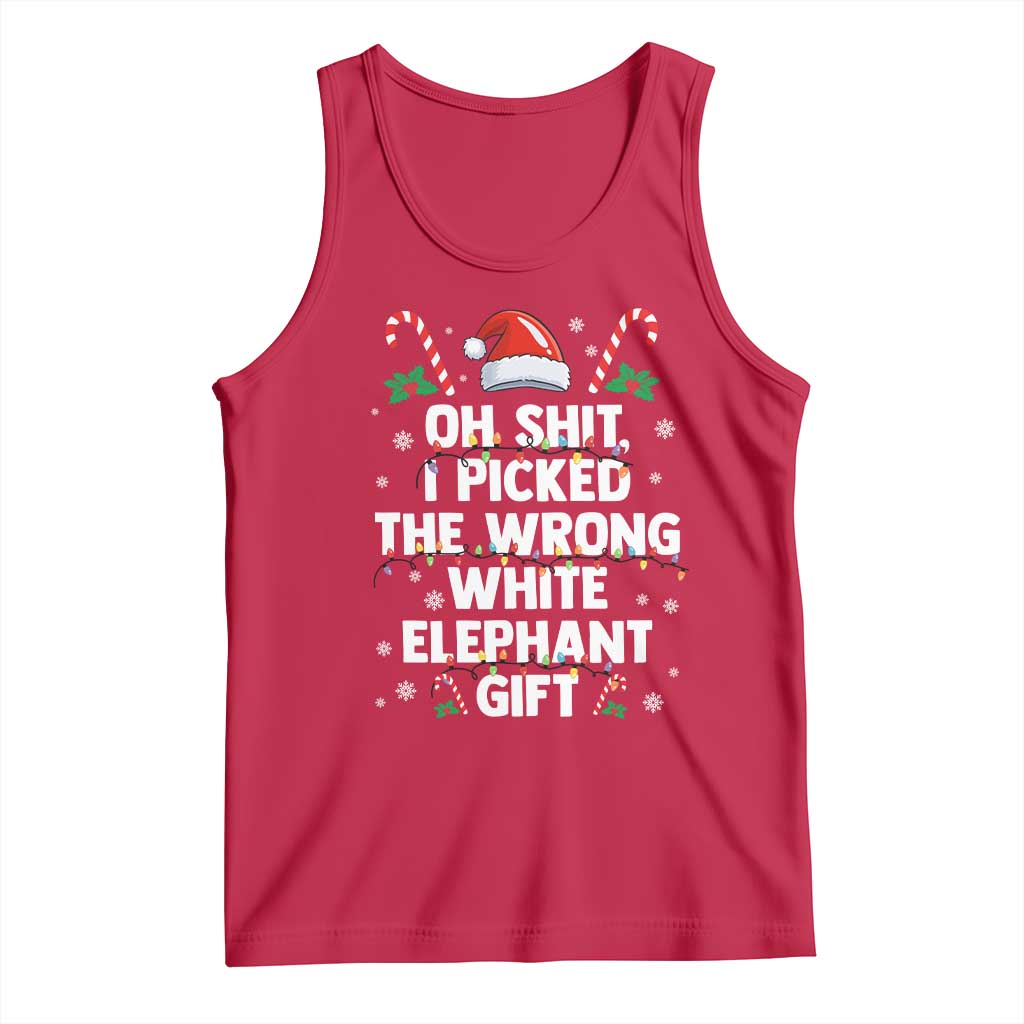 Funny Oh Shit I Picked The Wrong White Elephant Gift Tank Top Christmas Gift Exchange Santa Hat TS11 Red Print Your Wear