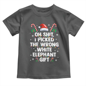 Funny Oh Shit I Picked The Wrong White Elephant Gift Toddler T Shirt Christmas Gift Exchange Santa Hat TS11 Dark Heather Print Your Wear