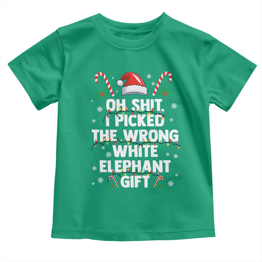 Funny Oh Shit I Picked The Wrong White Elephant Gift Toddler T Shirt Christmas Gift Exchange Santa Hat TS11 Irish Green Print Your Wear