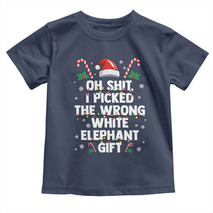 Funny Oh Shit I Picked The Wrong White Elephant Gift Toddler T Shirt Christmas Gift Exchange Santa Hat TS11 Navy Print Your Wear