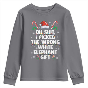 Funny Oh Shit I Picked The Wrong White Elephant Gift Youth Sweatshirt Christmas Gift Exchange Santa Hat TS11 Charcoal Print Your Wear