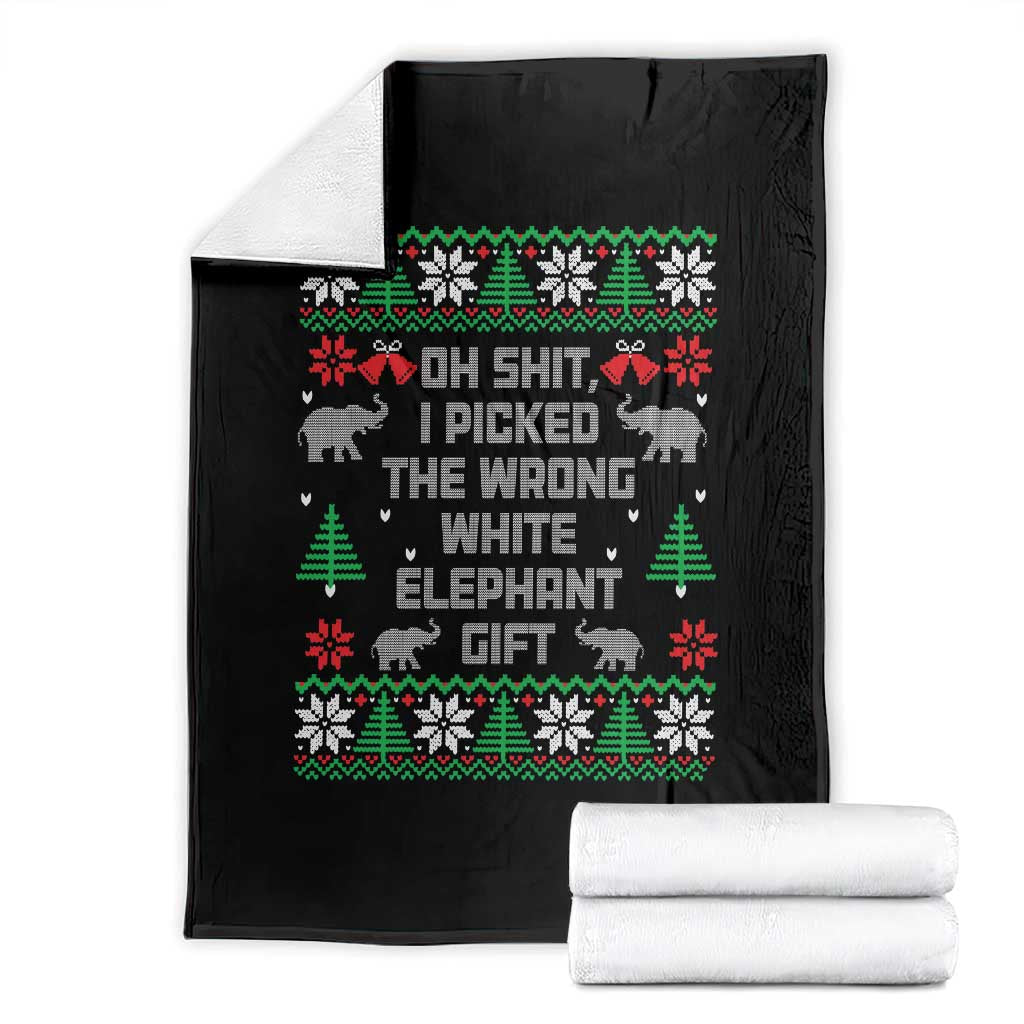 Funny Oh Shit I Picked The Wrong White Elephant Gift Throw Blanket Christmas Gift Exchange TS11 Black Print Your Wear