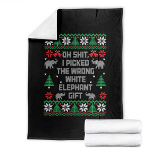 Funny Oh Shit I Picked The Wrong White Elephant Gift Throw Blanket Christmas Gift Exchange TS11 Black Print Your Wear
