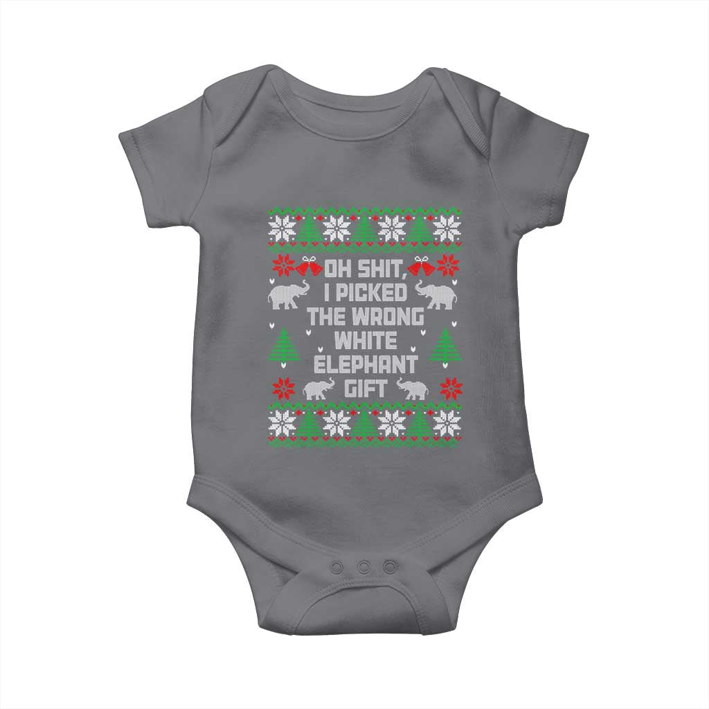 Funny Oh Shit I Picked The Wrong White Elephant Gift Baby Onesie Christmas Gift Exchange TS11 Charcoal Print Your Wear