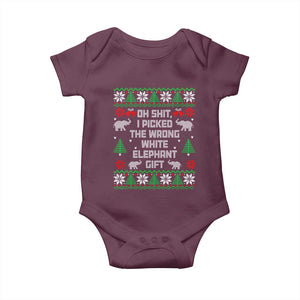 Funny Oh Shit I Picked The Wrong White Elephant Gift Baby Onesie Christmas Gift Exchange TS11 Maroon Print Your Wear