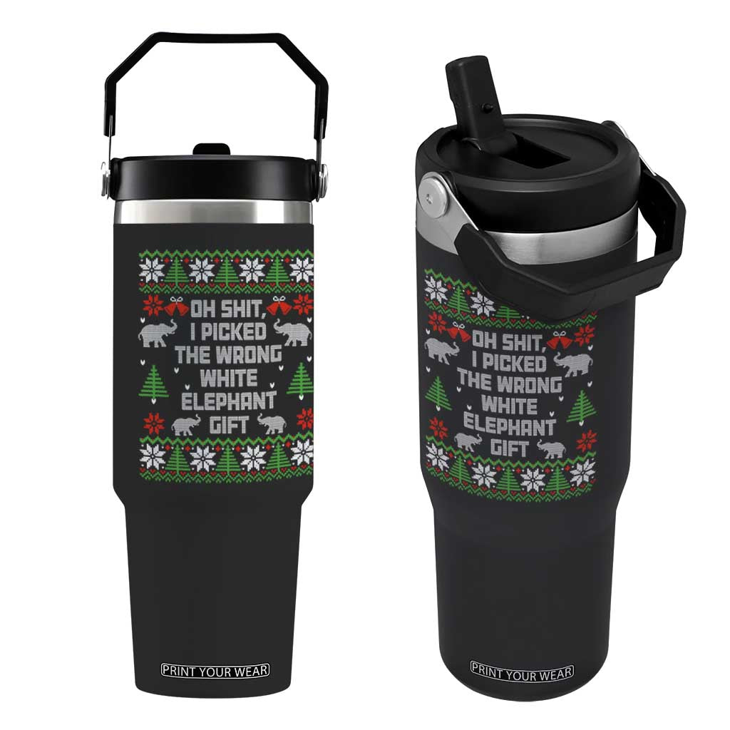 Funny Oh Shit I Picked The Wrong White Elephant Gift Flip Straw Tumbler Christmas Gift Exchange TS11 One Size: 30 oz Black Print Your Wear