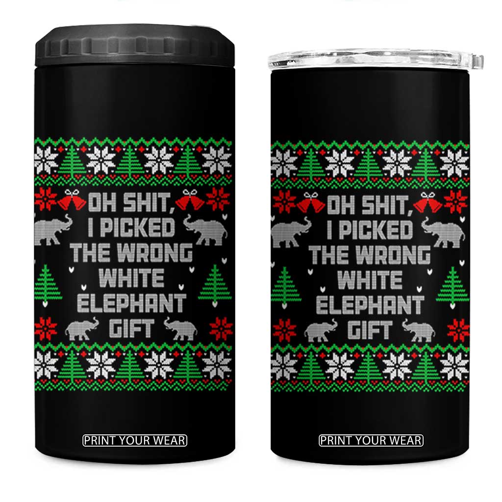 Funny Oh Shit I Picked The Wrong White Elephant Gift 4 in 1 Can Cooler Tumbler Christmas Gift Exchange TS11 One Size: 16 oz Black Print Your Wear