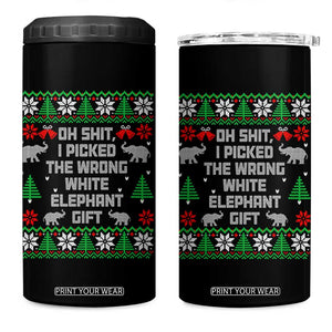 Funny Oh Shit I Picked The Wrong White Elephant Gift 4 in 1 Can Cooler Tumbler Christmas Gift Exchange TS11 One Size: 16 oz Black Print Your Wear