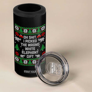 Funny Oh Shit I Picked The Wrong White Elephant Gift 4 in 1 Can Cooler Tumbler Christmas Gift Exchange TS11 Print Your Wear