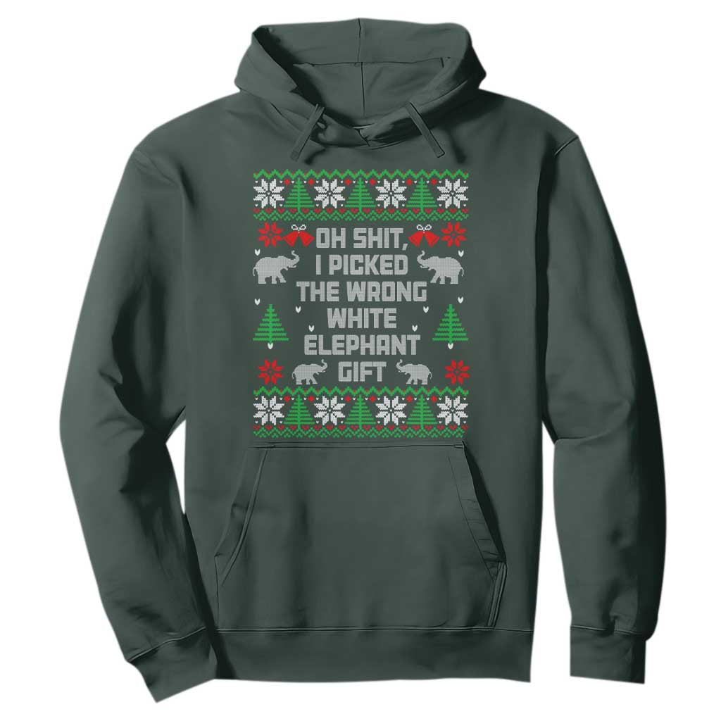 Funny Oh Shit I Picked The Wrong White Elephant Gift Hoodie Christmas Gift Exchange TS11 Dark Forest Green Print Your Wear