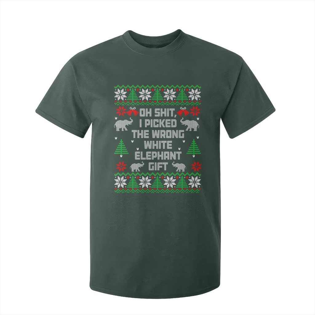 Funny Oh Shit I Picked The Wrong White Elephant Gift T Shirt For Kid Christmas Gift Exchange TS11 Dark Forest Green Print Your Wear