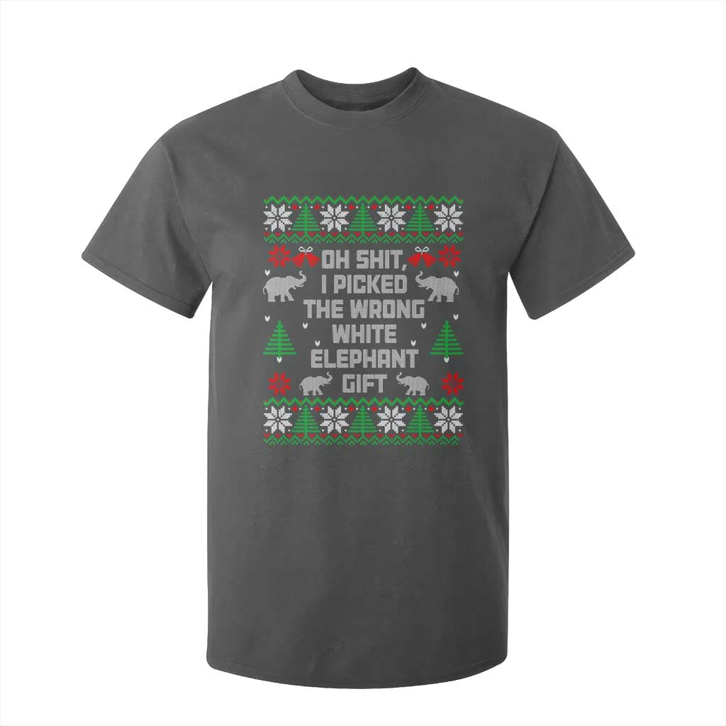 Funny Oh Shit I Picked The Wrong White Elephant Gift T Shirt For Kid Christmas Gift Exchange TS11 Dark Heather Print Your Wear