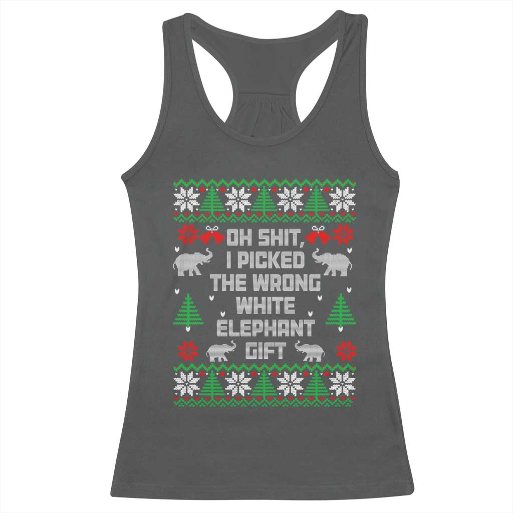 Funny Oh Shit I Picked The Wrong White Elephant Gift Racerback Tank Top Christmas Gift Exchange TS11 Dark Heather Print Your Wear