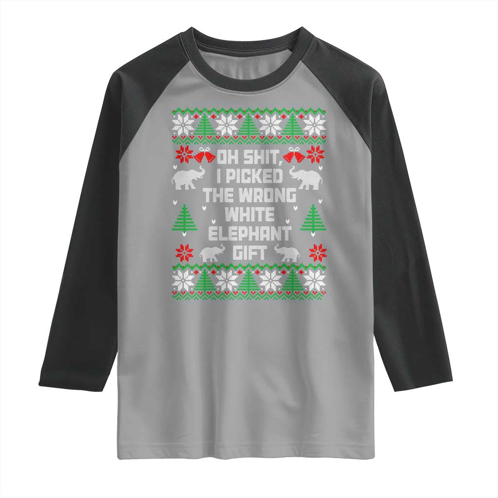 Funny Oh Shit I Picked The Wrong White Elephant Gift Raglan Shirt Christmas Gift Exchange TS11 Sport Gray Black Print Your Wear