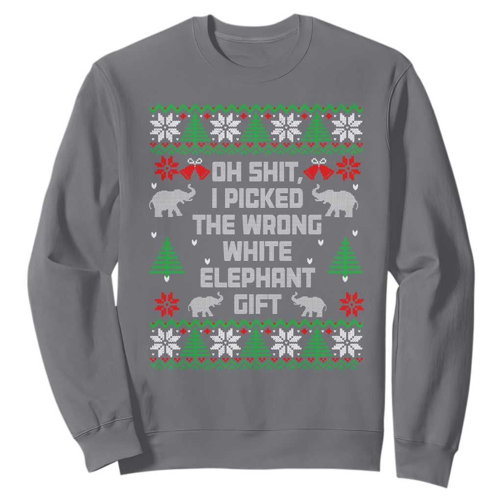 Funny Oh Shit I Picked The Wrong White Elephant Gift Sweatshirt Christmas Gift Exchange TS11 Charcoal Print Your Wear