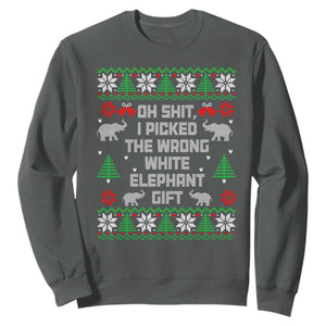 Funny Oh Shit I Picked The Wrong White Elephant Gift Sweatshirt Christmas Gift Exchange TS11 Dark Heather Print Your Wear