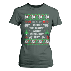 Funny Oh Shit I Picked The Wrong White Elephant Gift T Shirt For Women Christmas Gift Exchange TS11 Dark Forest Green Print Your Wear