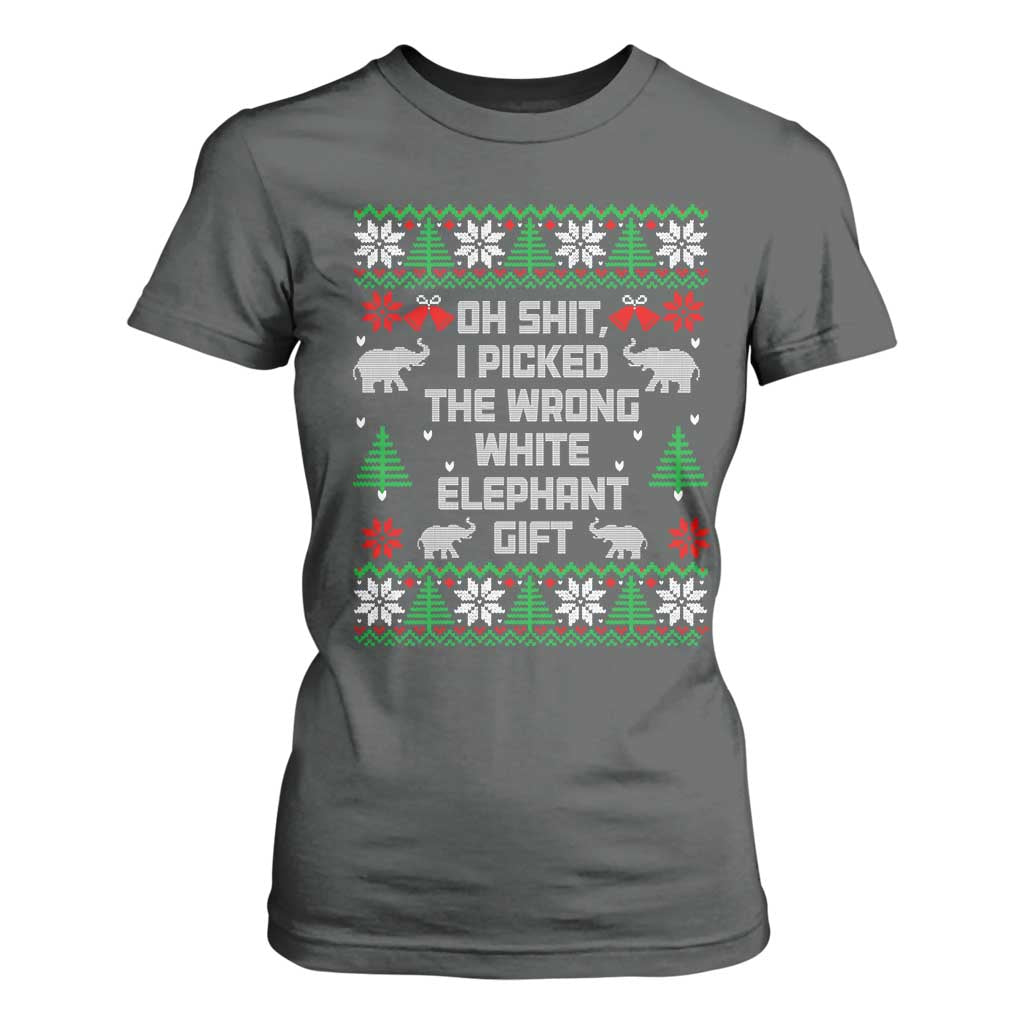 Funny Oh Shit I Picked The Wrong White Elephant Gift T Shirt For Women Christmas Gift Exchange TS11 Dark Heather Print Your Wear