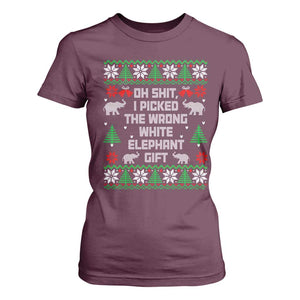 Funny Oh Shit I Picked The Wrong White Elephant Gift T Shirt For Women Christmas Gift Exchange TS11 Maroon Print Your Wear