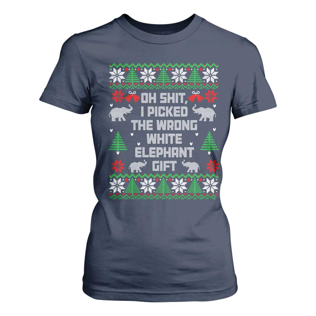 Funny Oh Shit I Picked The Wrong White Elephant Gift T Shirt For Women Christmas Gift Exchange TS11 Navy Print Your Wear