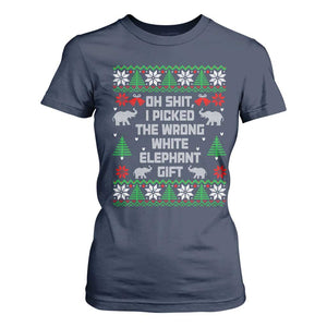 Funny Oh Shit I Picked The Wrong White Elephant Gift T Shirt For Women Christmas Gift Exchange TS11 Navy Print Your Wear