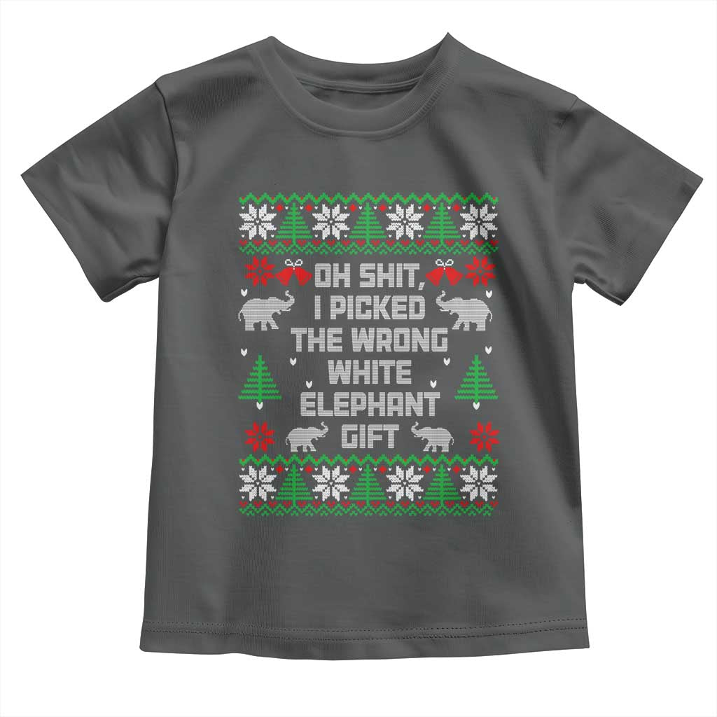 Funny Oh Shit I Picked The Wrong White Elephant Gift Toddler T Shirt Christmas Gift Exchange TS11 Dark Heather Print Your Wear