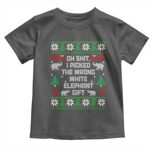 Funny Oh Shit I Picked The Wrong White Elephant Gift Toddler T Shirt Christmas Gift Exchange TS11 Dark Heather Print Your Wear