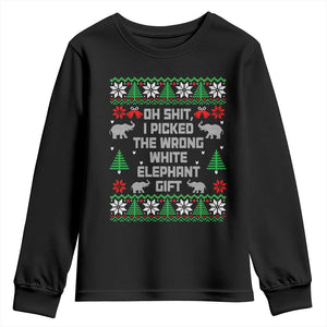 Funny Oh Shit I Picked The Wrong White Elephant Gift Youth Sweatshirt Christmas Gift Exchange TS11 Black Print Your Wear